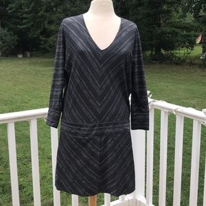 Athleta Grey Silver Sparkle Lust Chevron Dress
